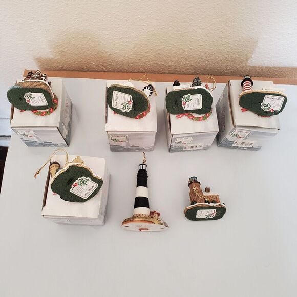 Harbour Lights 7 Ornaments w/ Box Gay Head, Old Field, West Quoddy, Barnegat - Picture 2 of 16